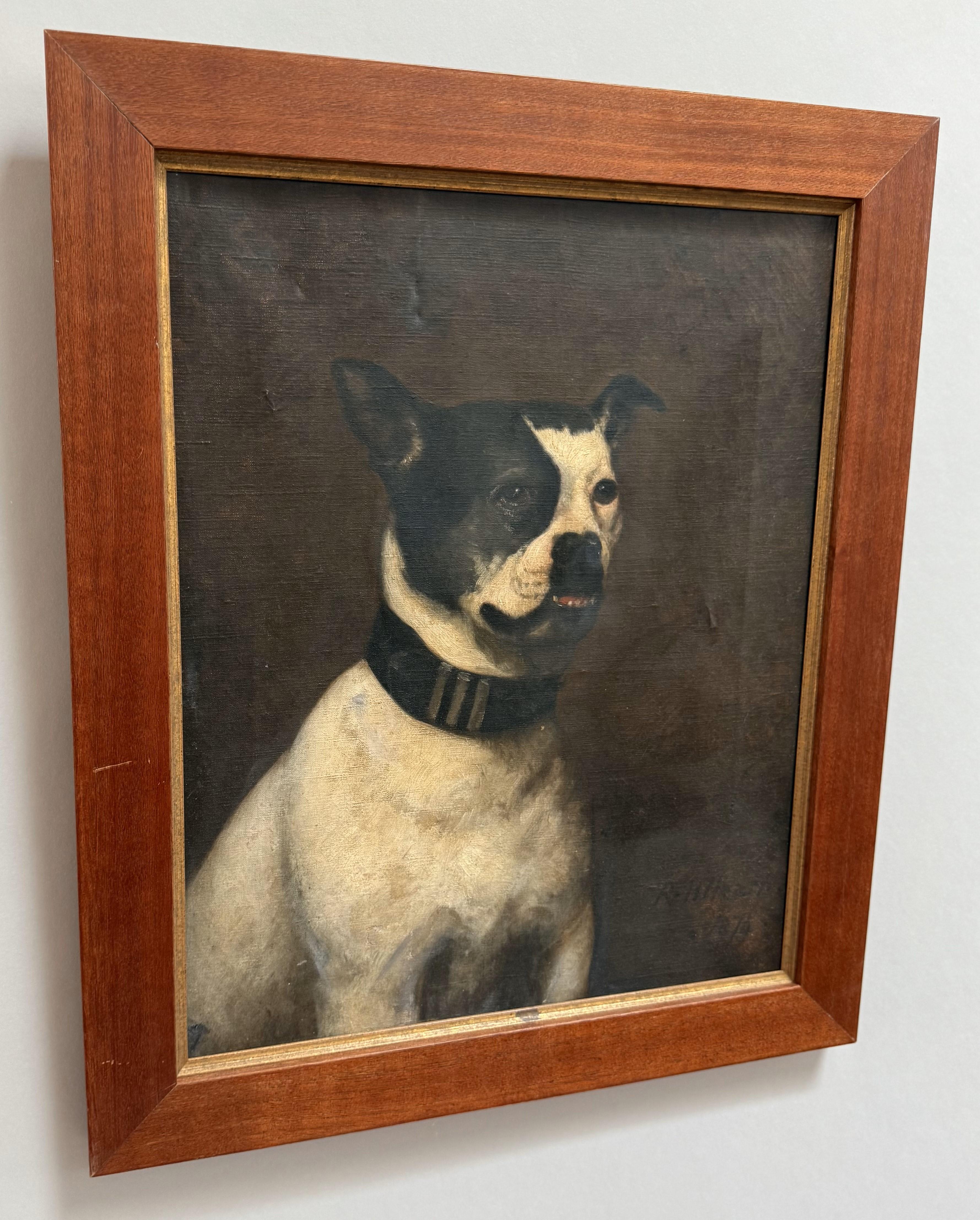 19th Century English Oil Painting of a Bulldog by R.H. Hearn, Dated 1874 For Sale 1