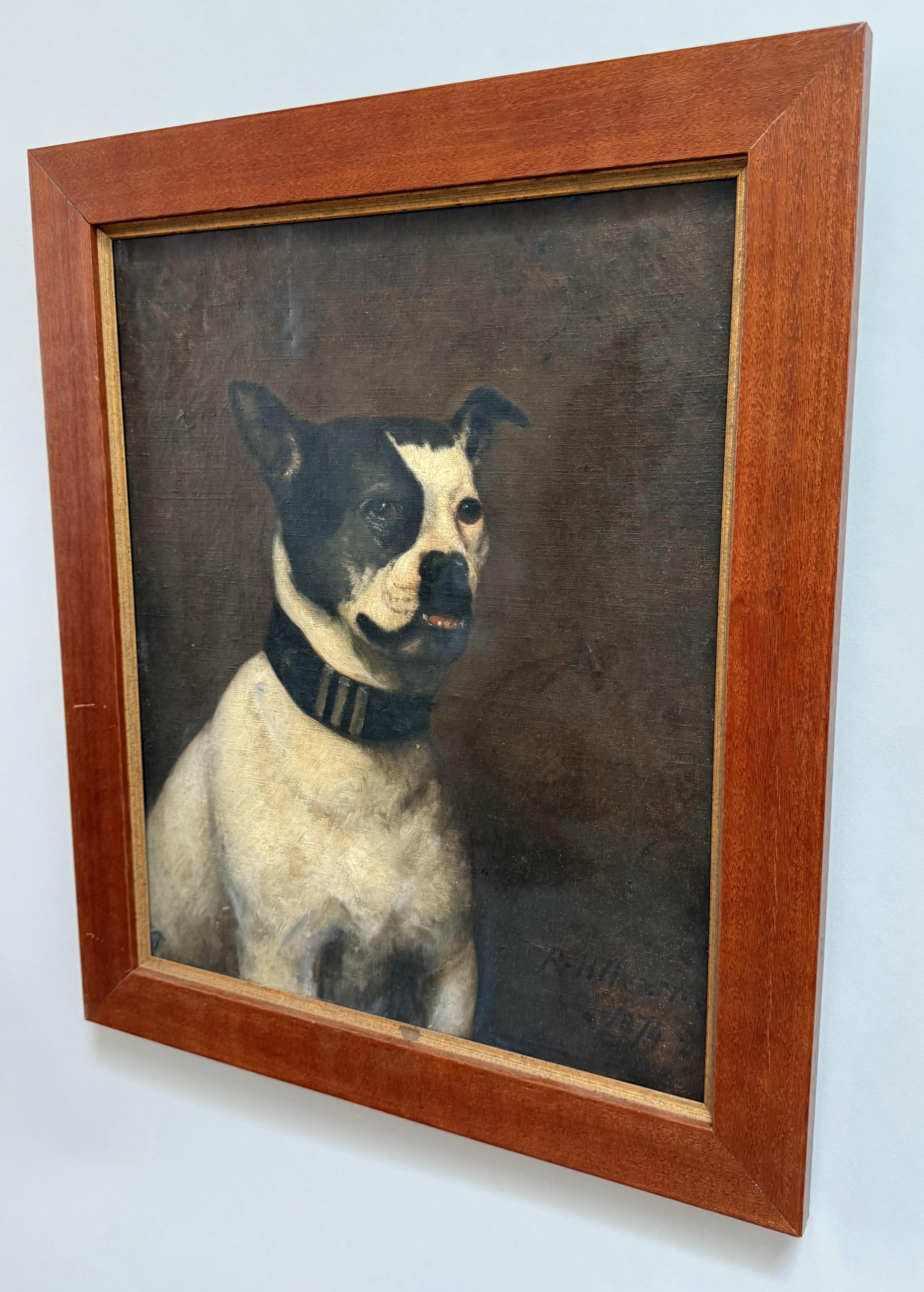 19th Century English Oil Painting of a Bulldog by R.H. Hearn, Dated 1874 For Sale 3