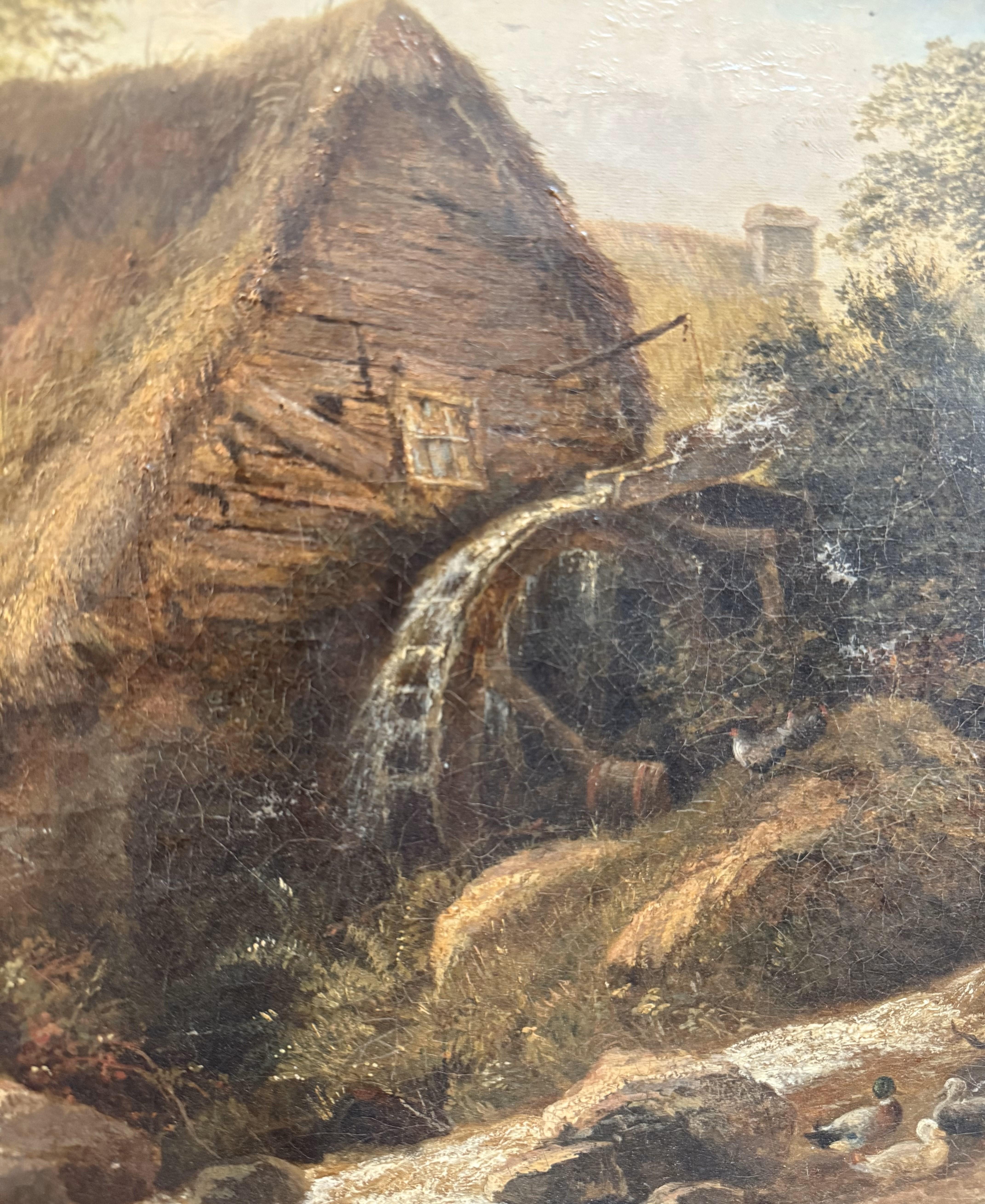 19th Century English Oil Painting of a Thatched Mill by T. Whittle, Dated 1881 In Good Condition For Sale In Middleburg, VA