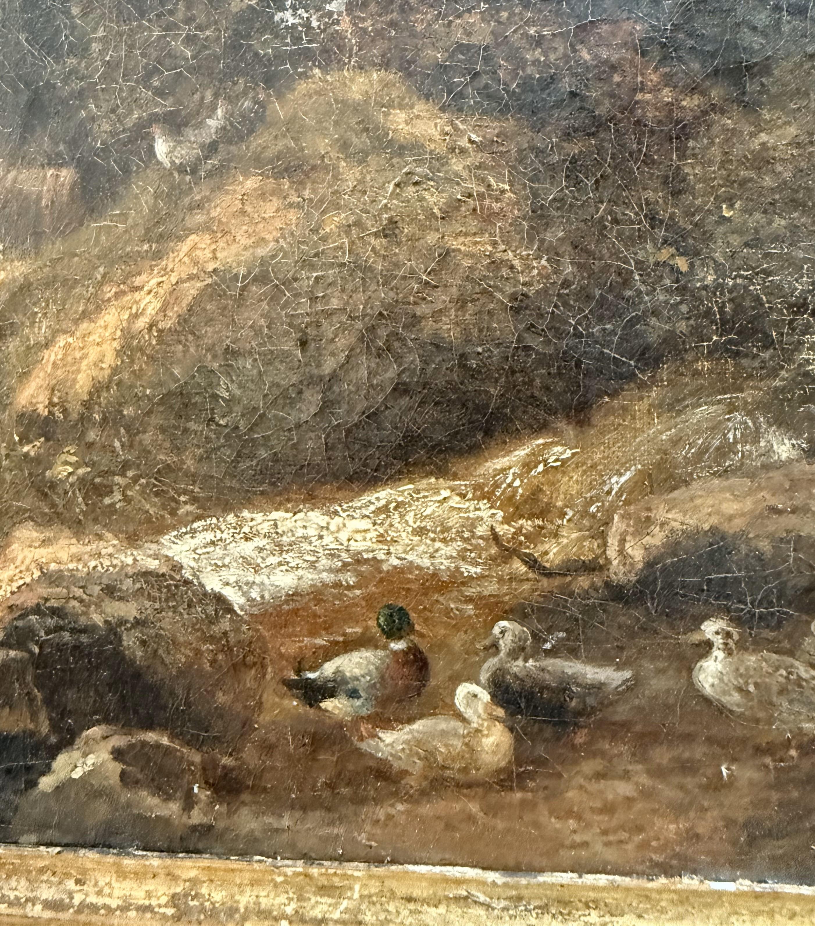 Canvas 19th Century English Oil Painting of a Thatched Mill by T. Whittle, Dated 1881 For Sale