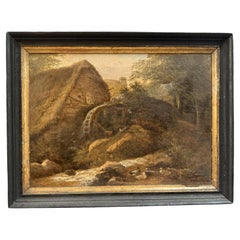 Antique 19th Century English Oil Painting of a Thatched Mill by T. Whittle, Dated 1881
