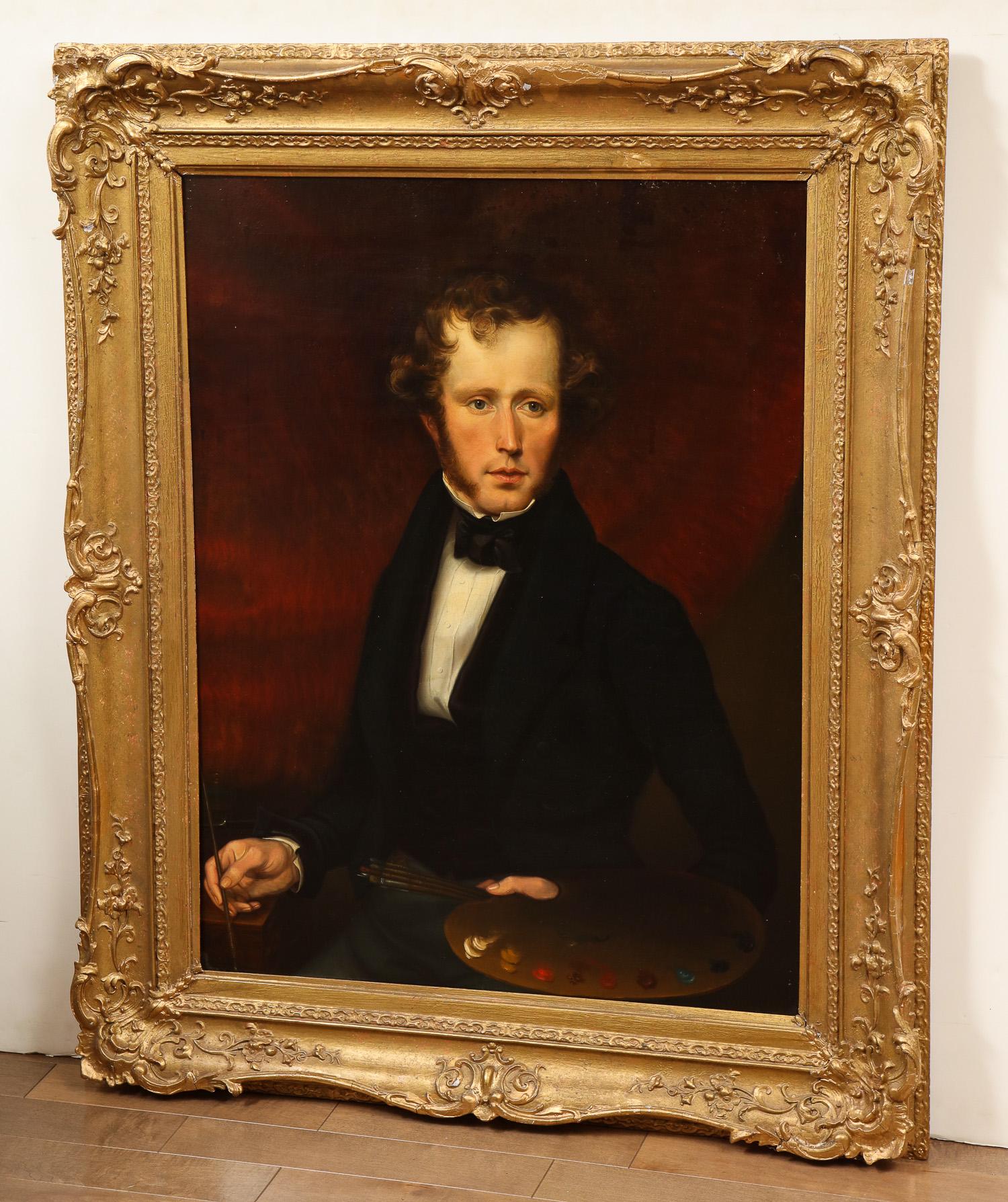 19th Century English, Oil Painting of an Artist For Sale 5