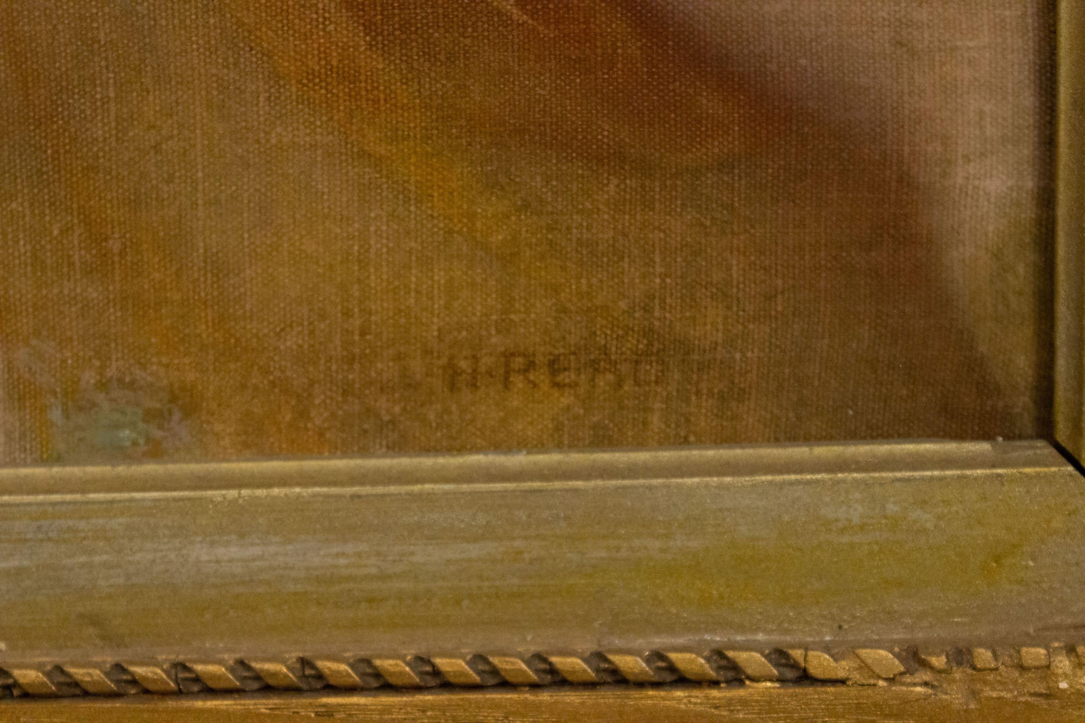 Peinture à l'huile anglaise du 19ème siècle représentant une femme classique avec une urne dans un cadre doré en vente 3