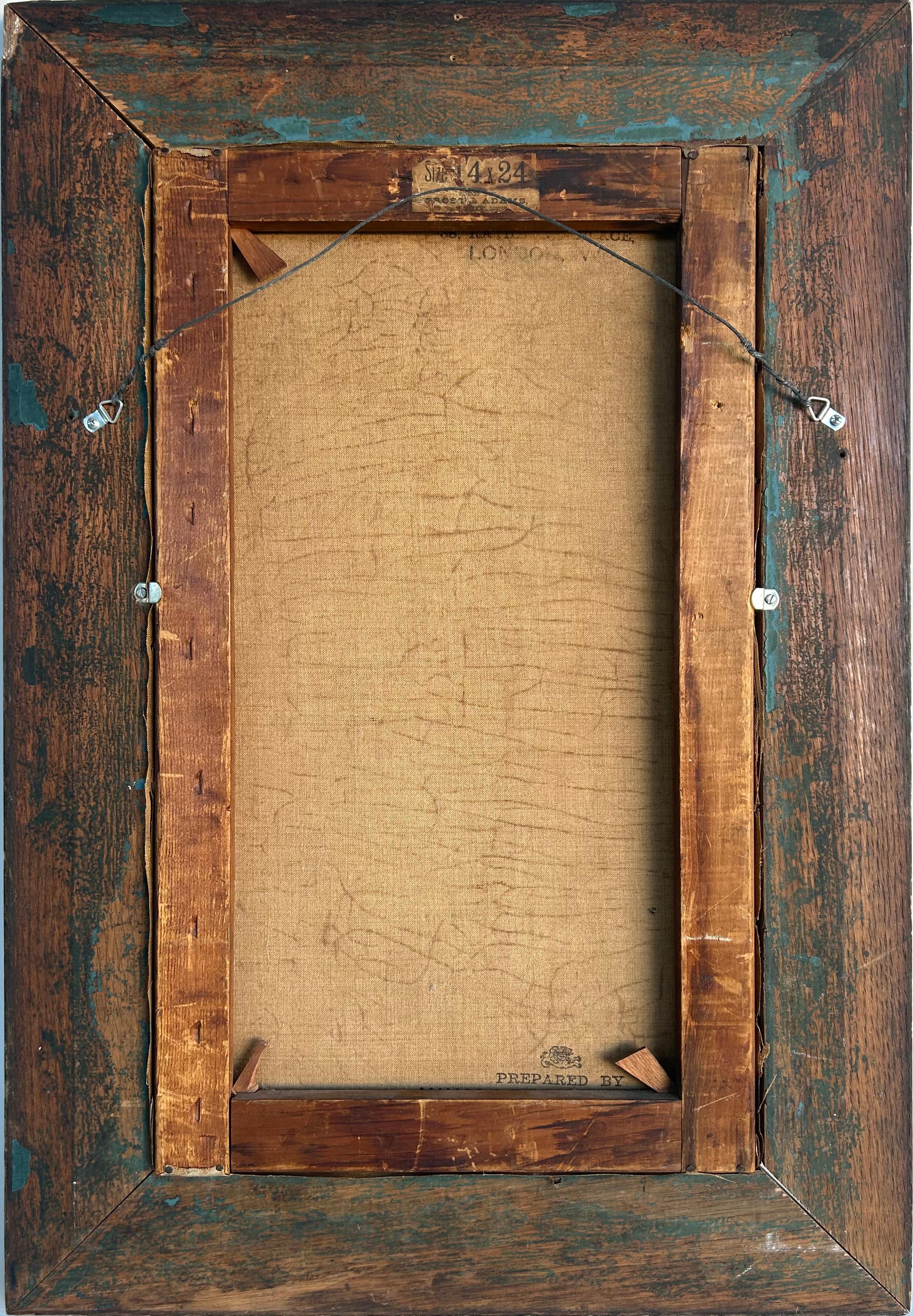 Peinture à l'huile sur toile anglaise du XIXe siècle, femme victorienne, signée de façon illisible en vente 1