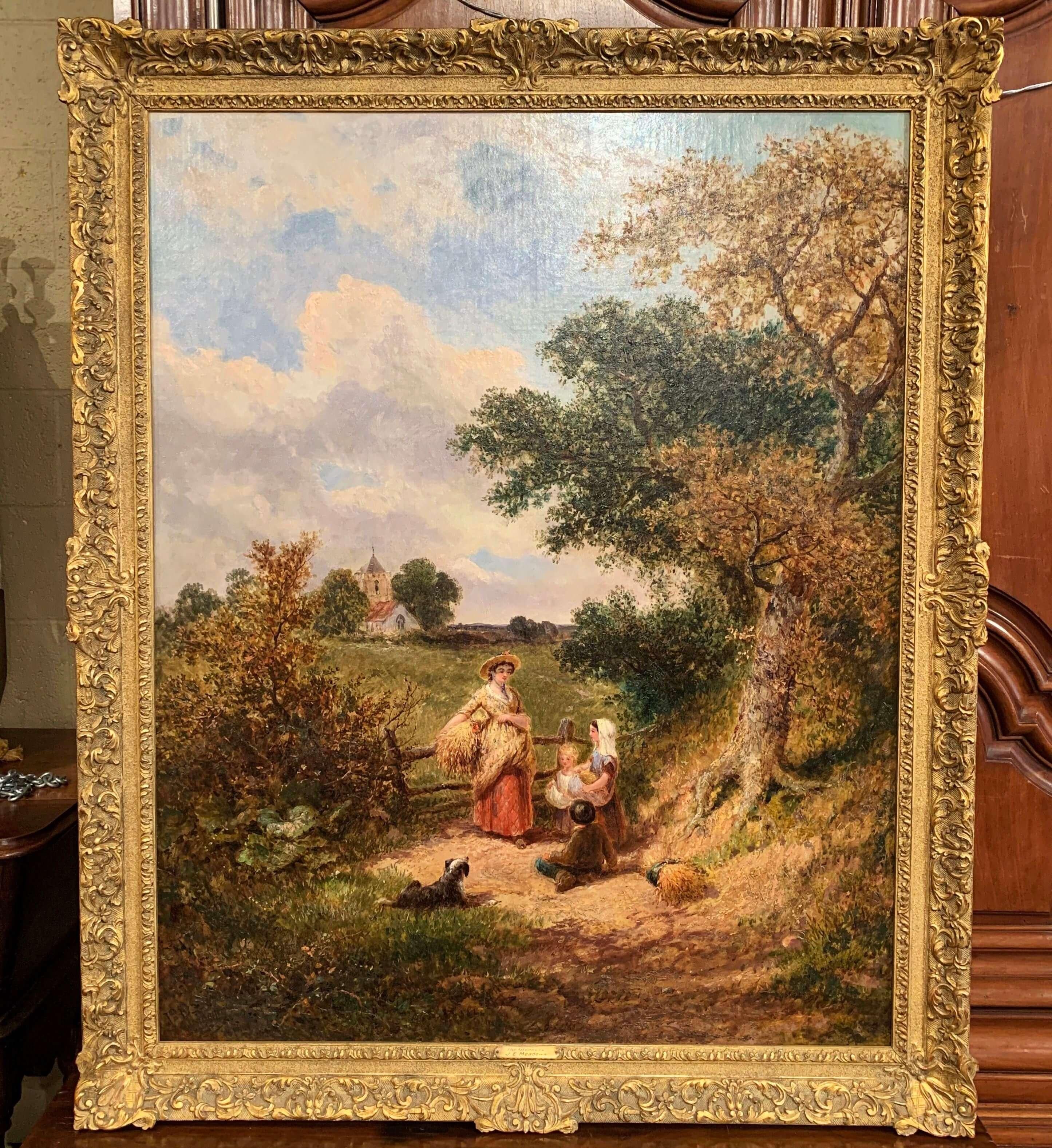 Giltwood 19th Century English Oil Painting 