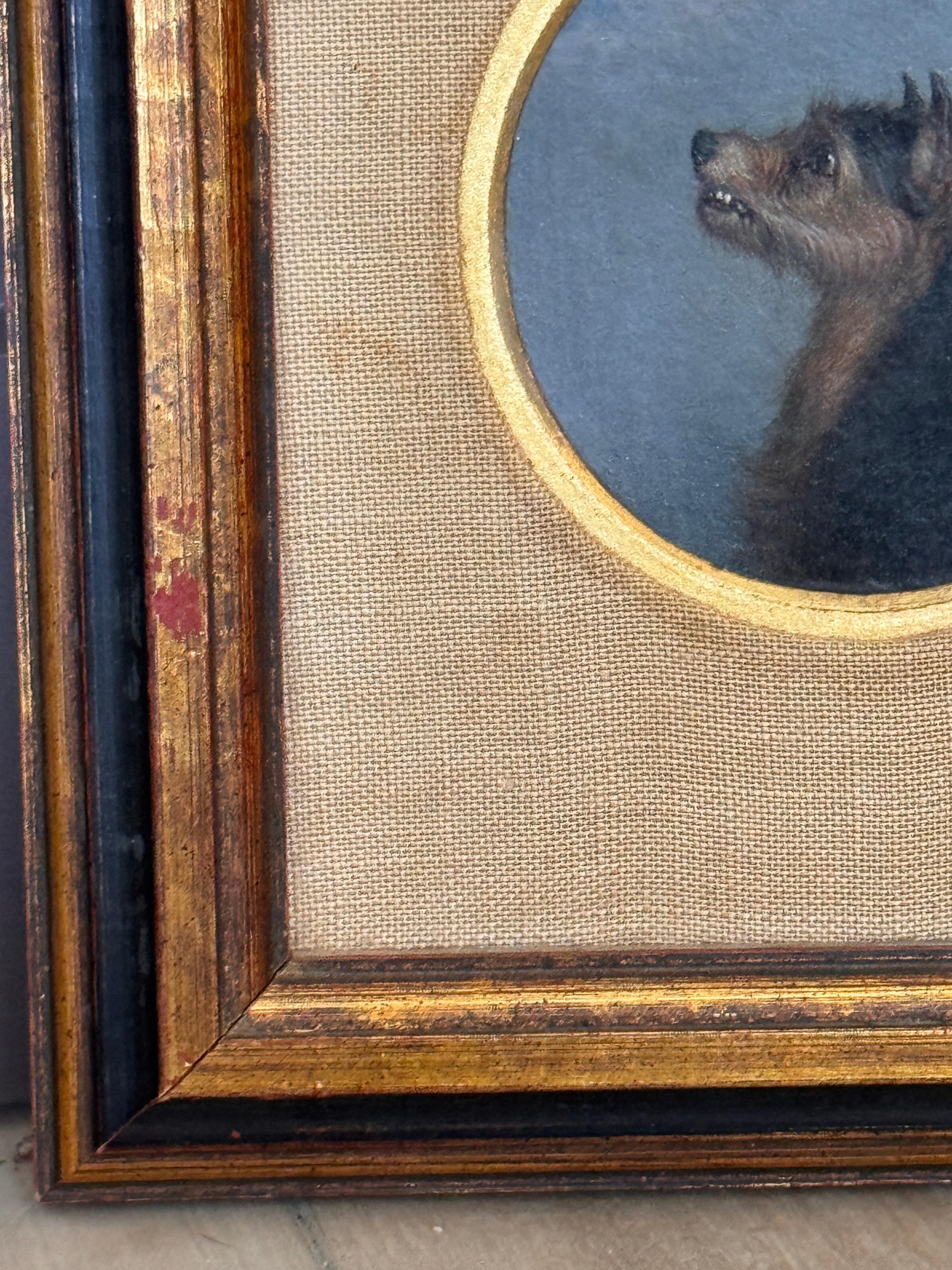 Wood 19th Century English Oil Portrait of a Terrier For Sale