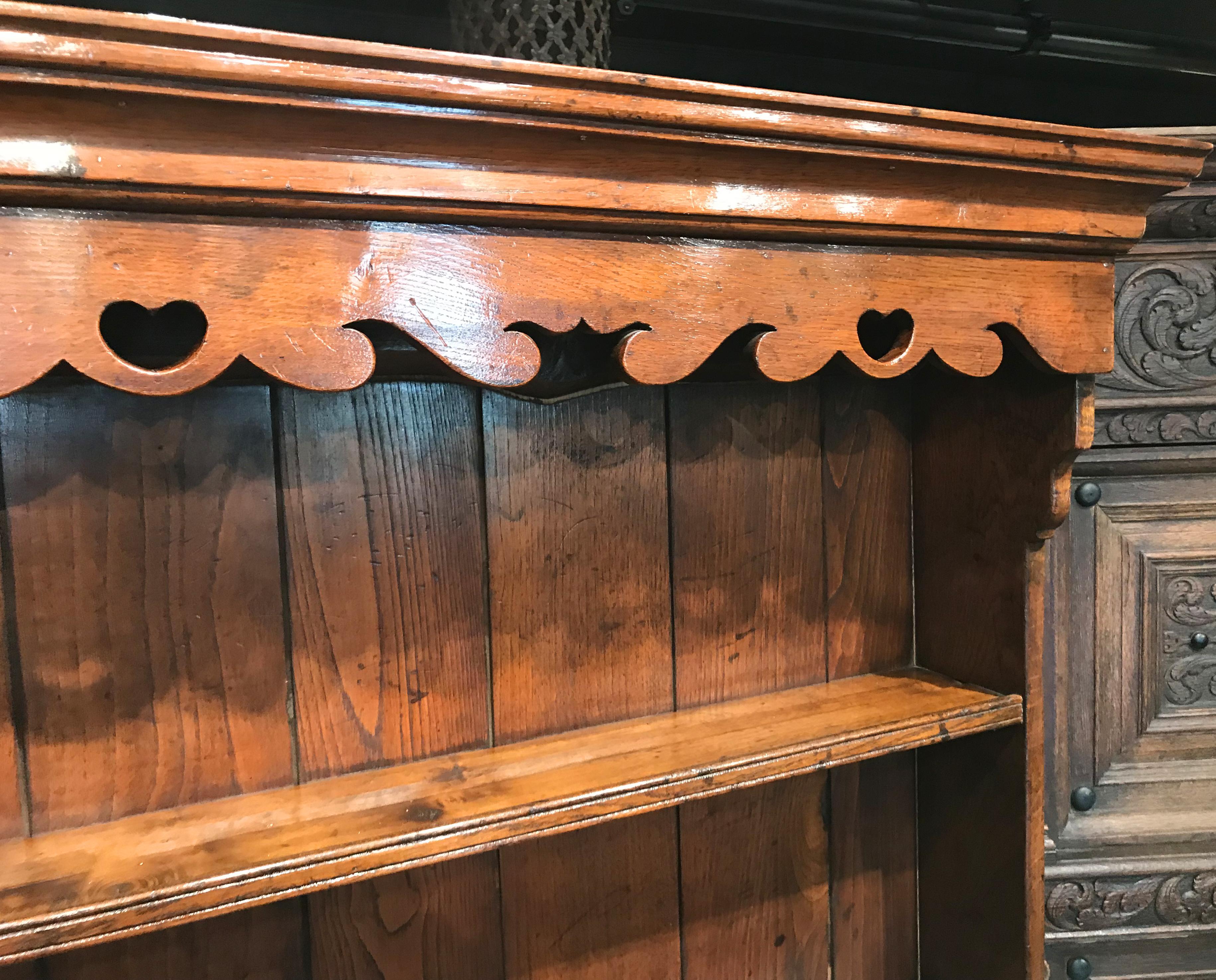 Hand-Carved English or Welsh Oak Two-Part Dresser