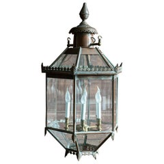 Antique 19th Century English Oversized Hexagonal Copper Lantern