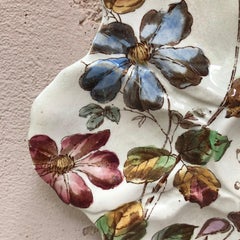 Assiette à huîtres anglaise du 19ème siècle avec fleurs Adderley