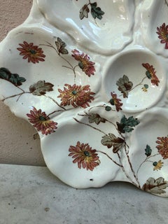 Assiette à huîtres anglaise du 19ème siècle avec fleurs Adderley