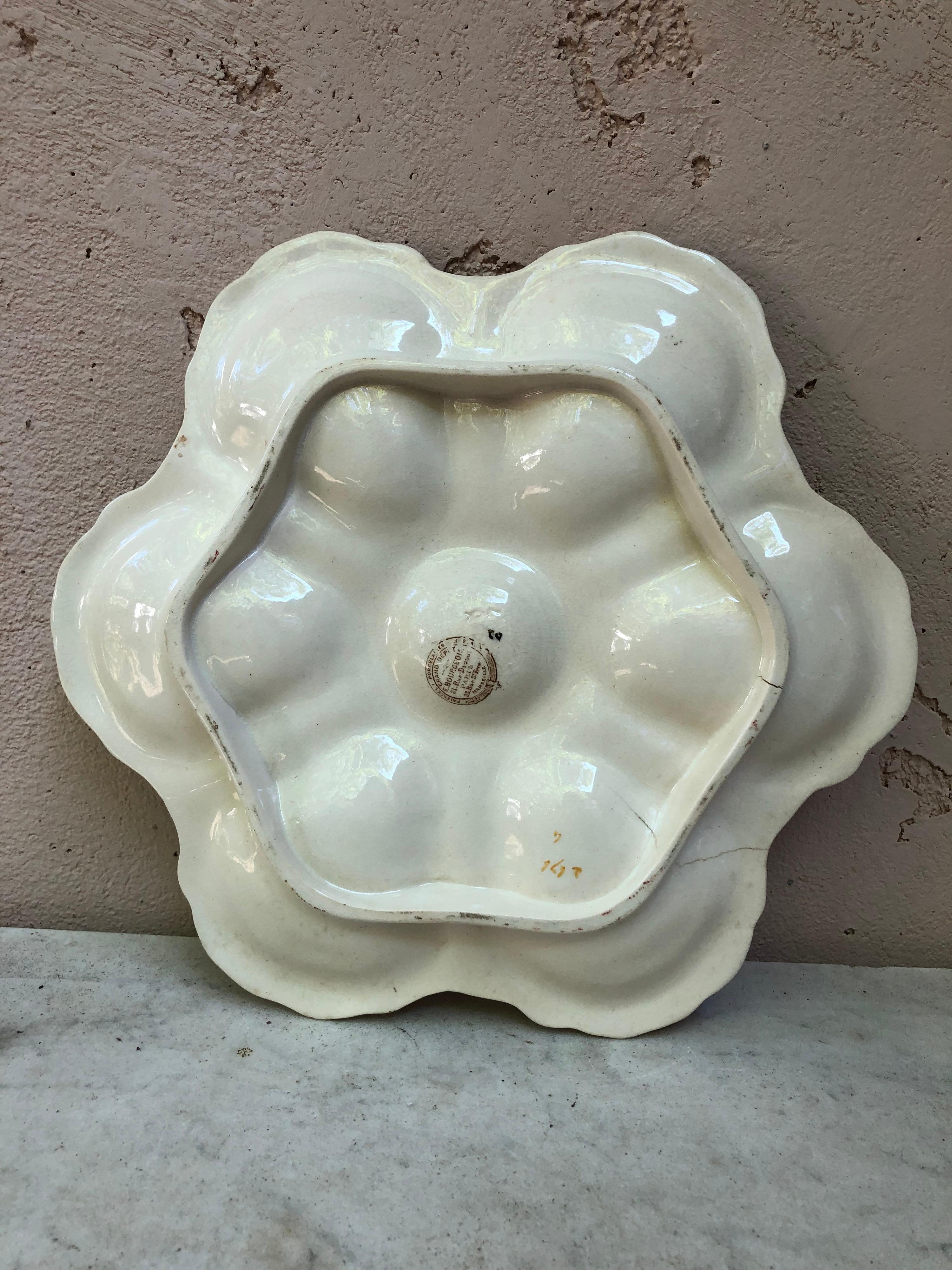 19th Century English Oyster Plate with Flowers Adderley In Fair Condition In Austin, TX