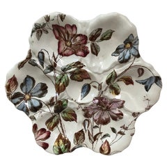 19th Century English Oyster Plate with Flowers Adderley