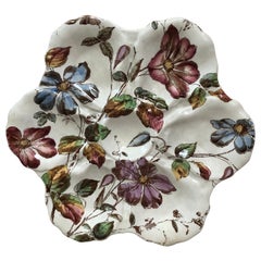 19th Century English Oyster Plate with Flowers Adderley