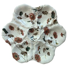 19th Century English Oyster Plate with Flowers Adderley