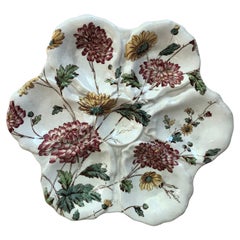19th Century English Oyster Plate with Flowers Adderley