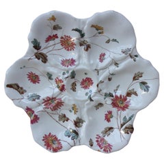 19th Century English Oyster Plate with Flowers Adderley