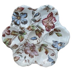 19th Century English Oyster Plate with Flowers Adderley