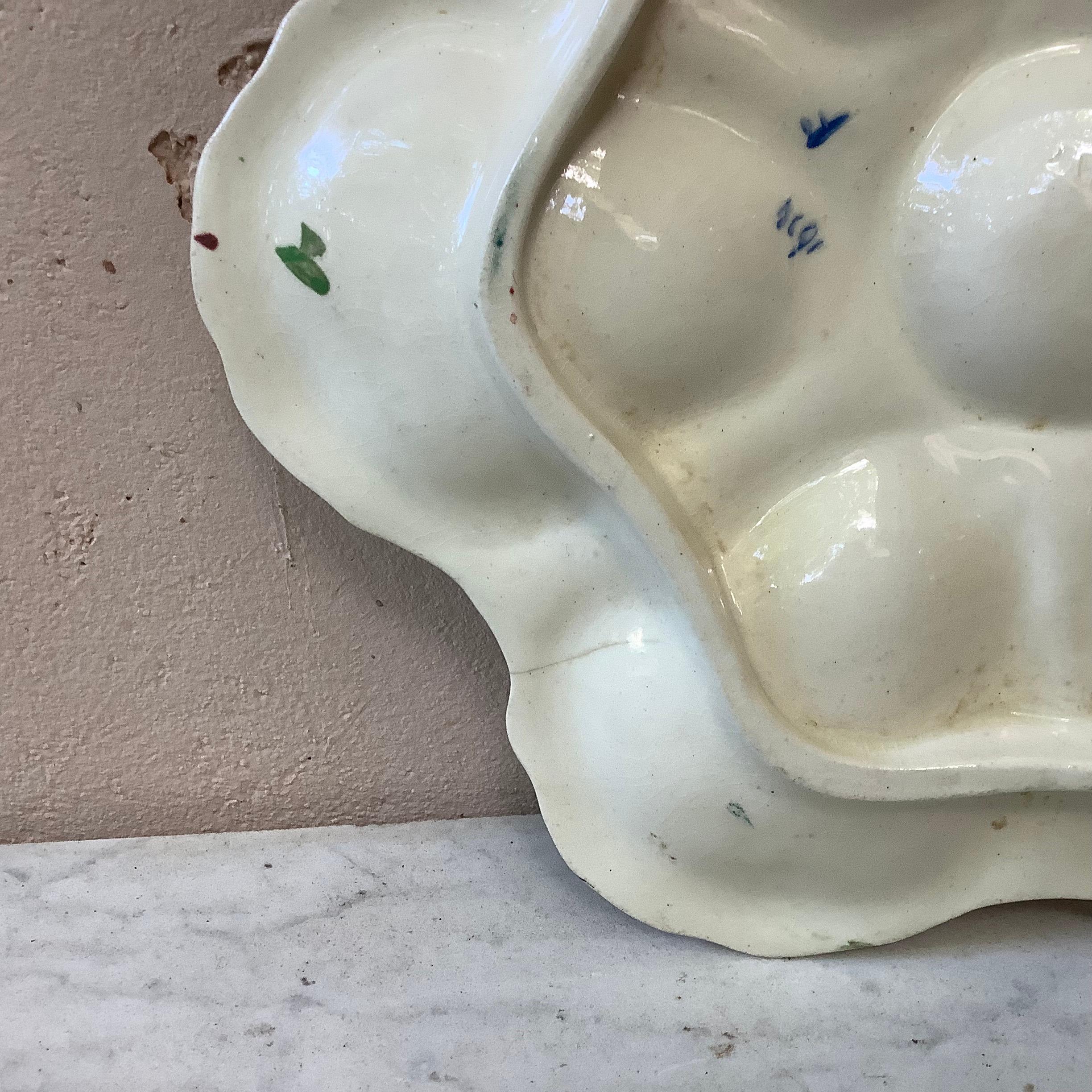 19th Century English Oyster Plate with Flowers and Butterfly In Good Condition In Austin, TX