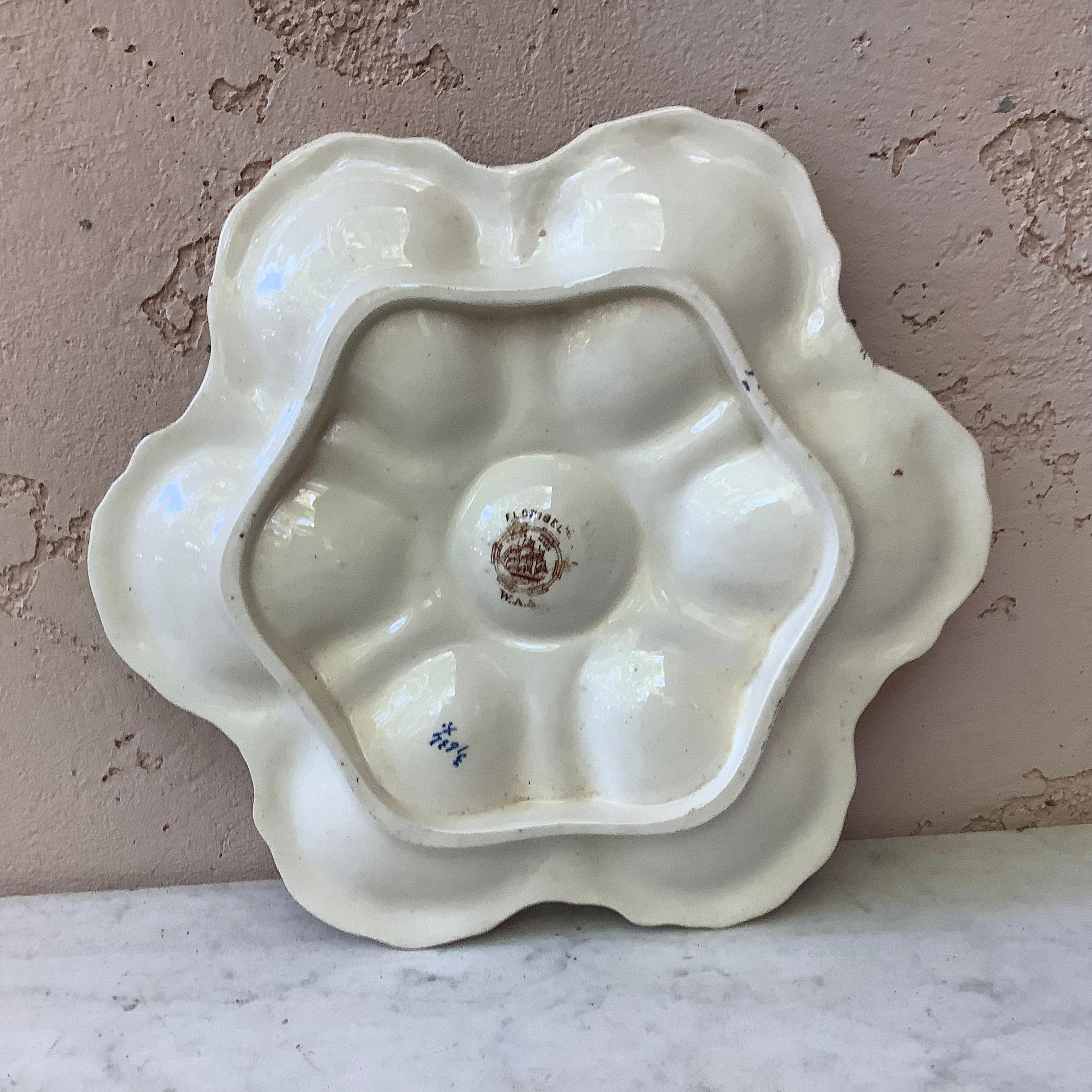 Late 19th Century 19th Century English Oyster Plate with Flowers