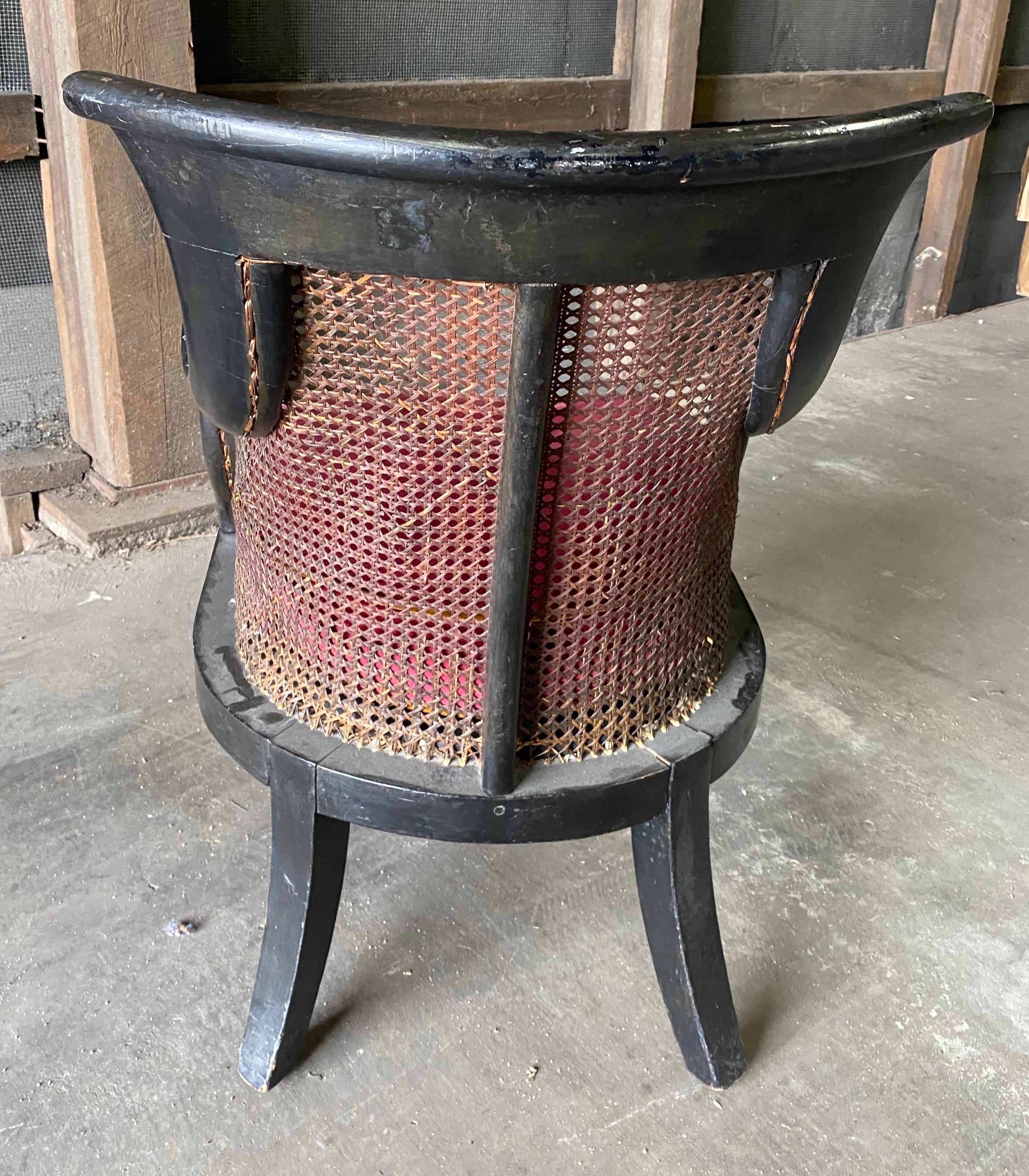 19th Century English Paint Decorated Caned Library Chair For Sale 1