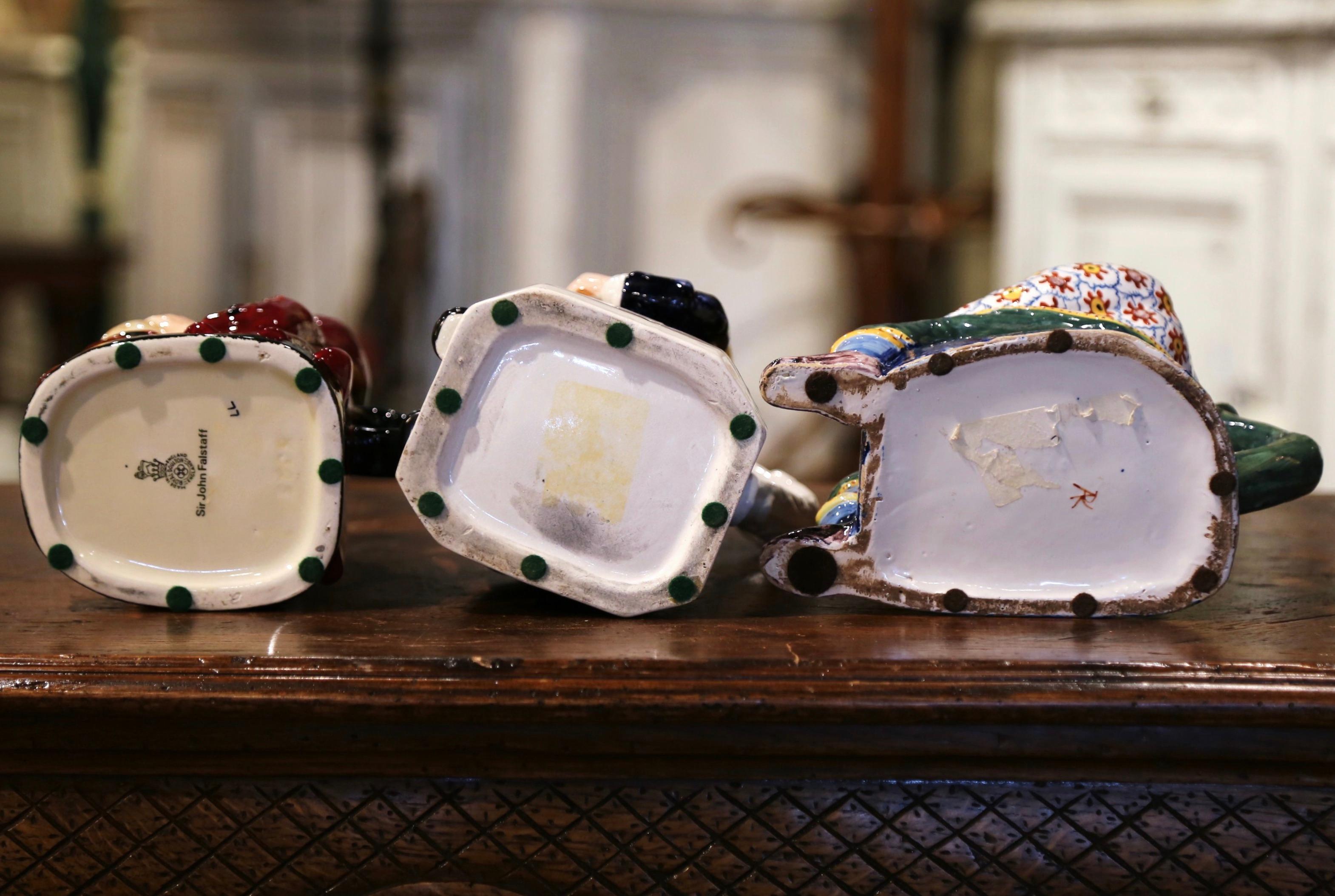 19th Century English Painted Ceramic Barbotine Pitchers, Set of Three For Sale 8