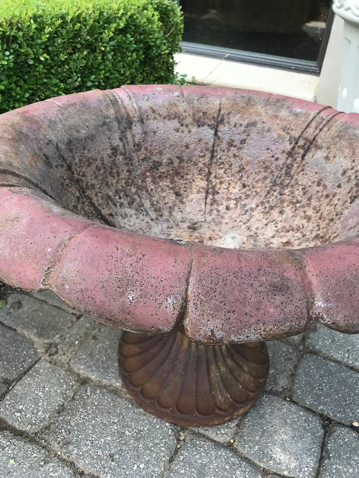 19th Century English Painted Floriform Cast Iron Urn In Good Condition For Sale In Atlanta, GA