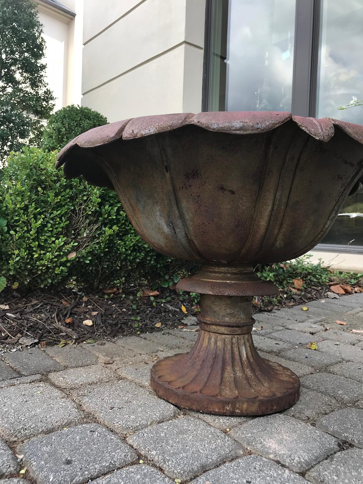 19th Century English Painted Floriform Cast Iron Urn For Sale 3