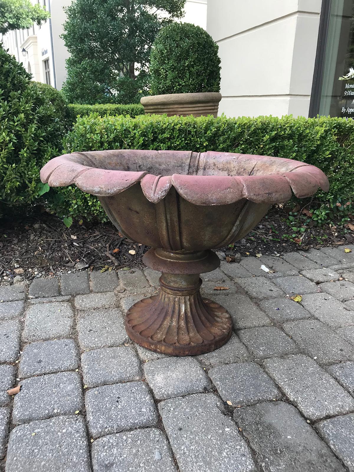 19th Century English Painted Floriform Cast Iron Urn For Sale 5