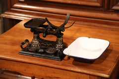 19th Century English Painted Iron Scale with Three Weights