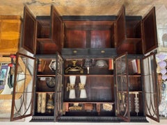 19th Century English Painted Mahogany Breakfront Cabinet