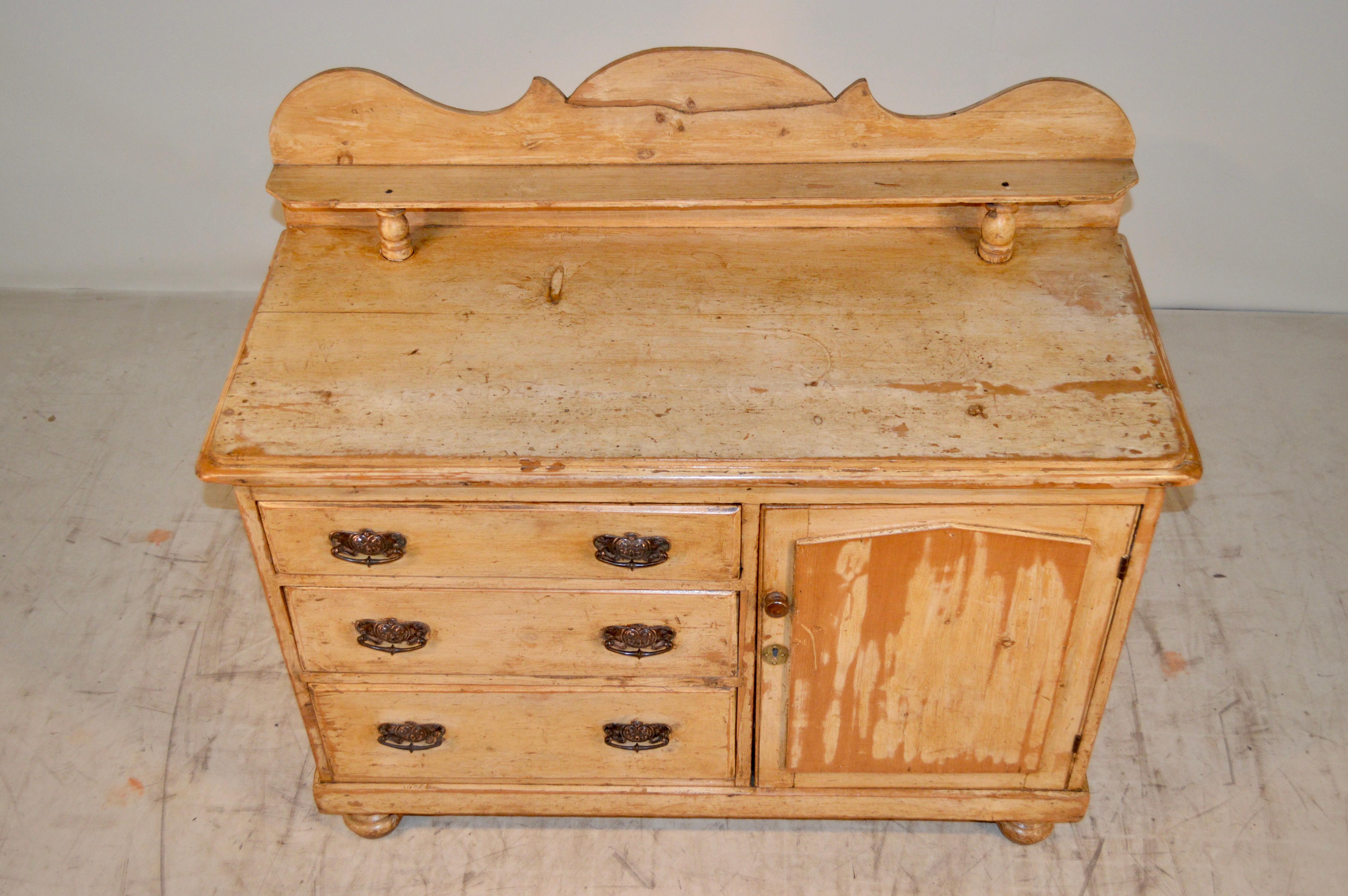 19th Century English Painted Pine Buffet 1