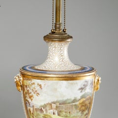 19th Century English Painted Porcelain Urn Converted to Table Lamp