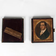 19th Century English Painted Miniature Portrait Signed by Chester Dennery