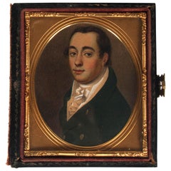 Antique 19th Century English Painted Portrait in a Box Signed by Chester Dennery