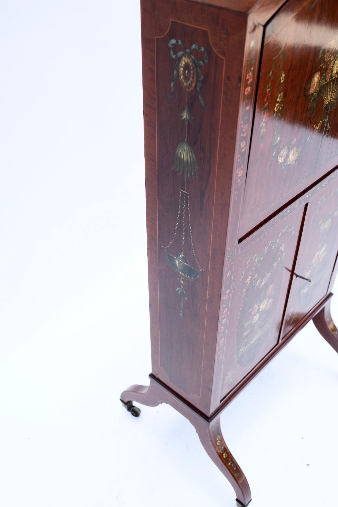 19th Century English Painted Satinwood Drop-Front Desk 6