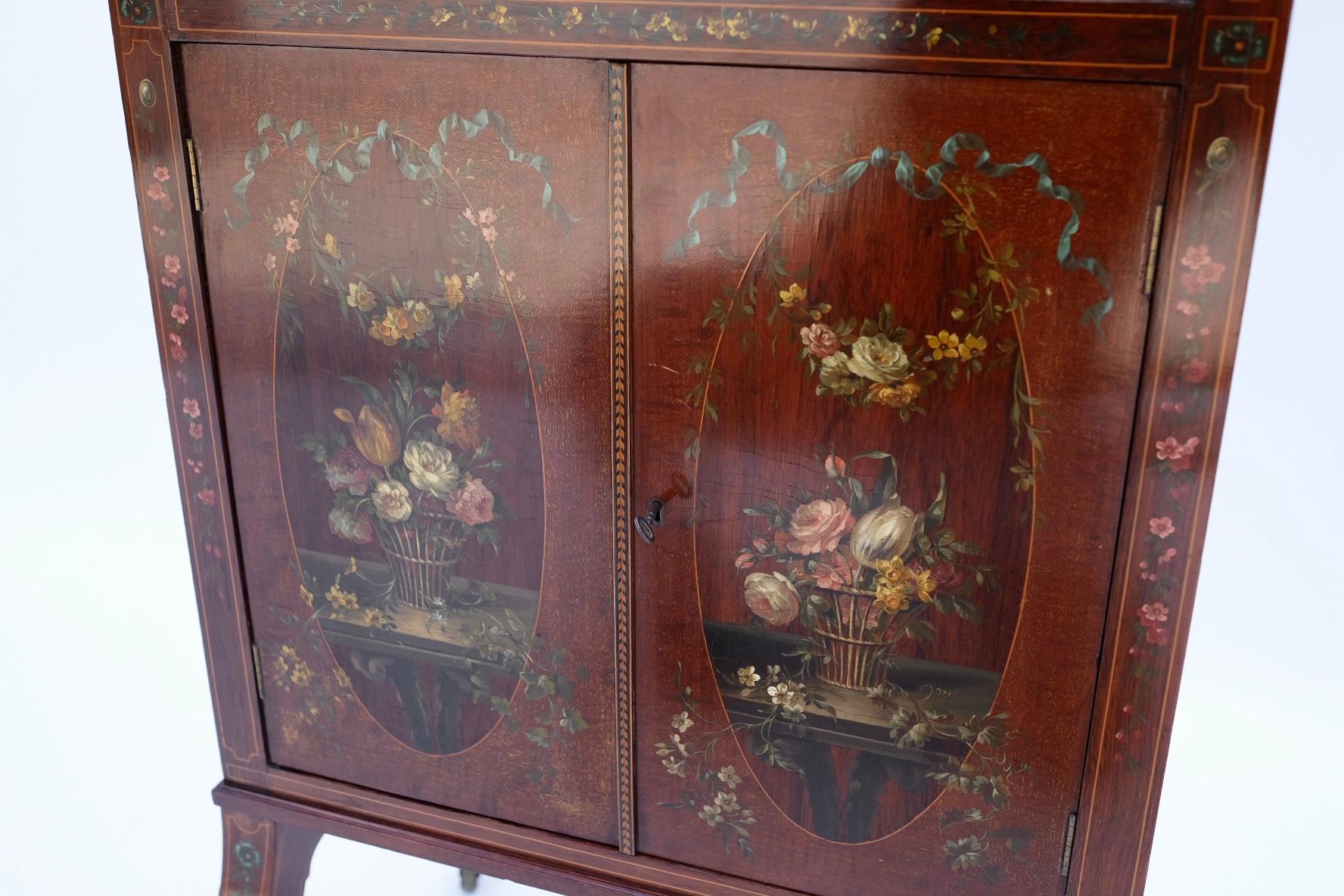 Adam Style 19th Century English Painted Satinwood Drop-Front Desk