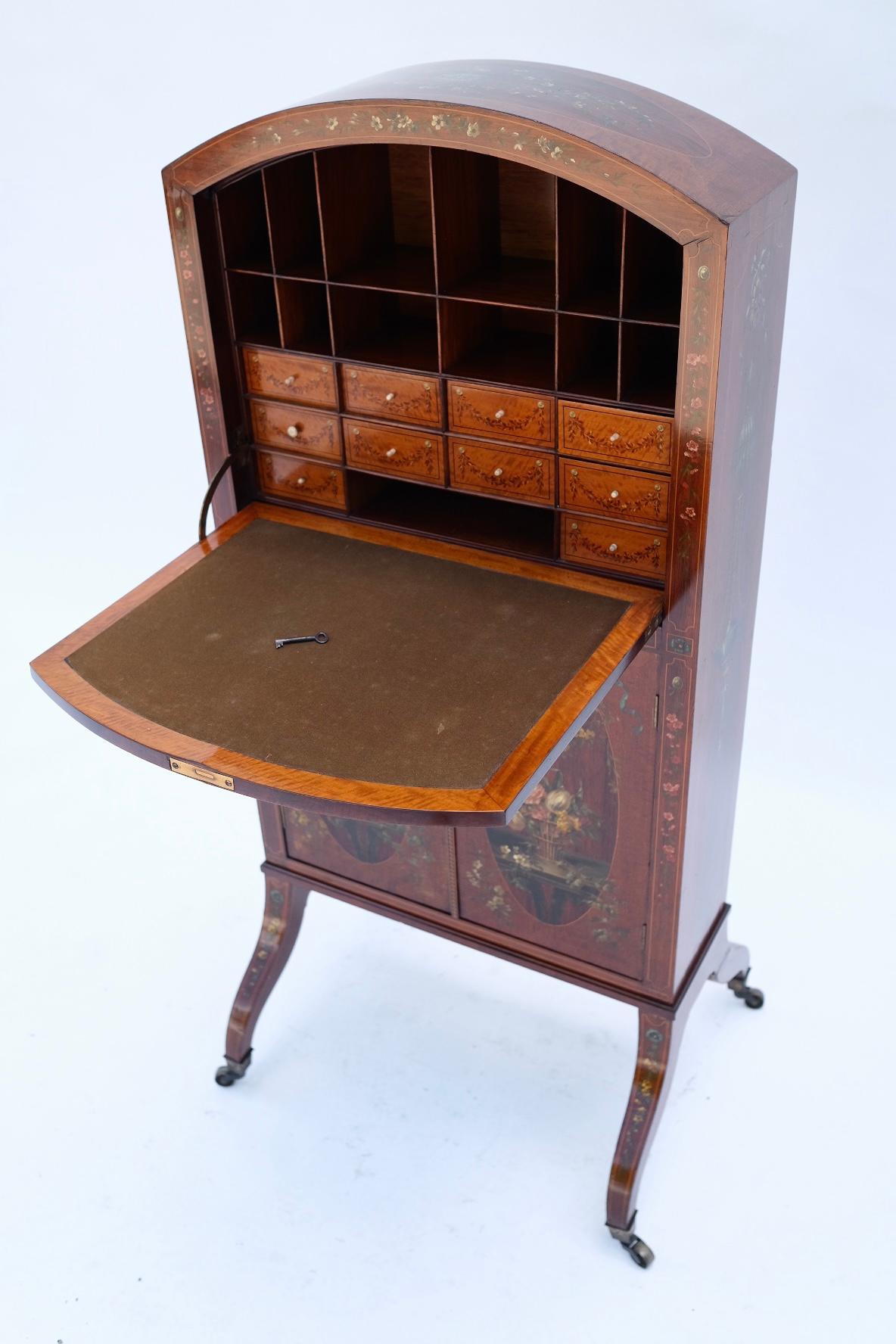 19th Century English Painted Satinwood Drop-Front Desk 3