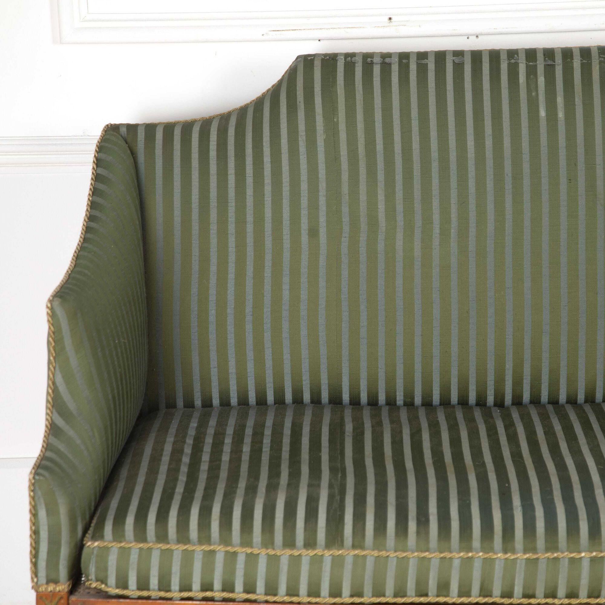Satinwood 19th Century English Painted Sofa For Sale