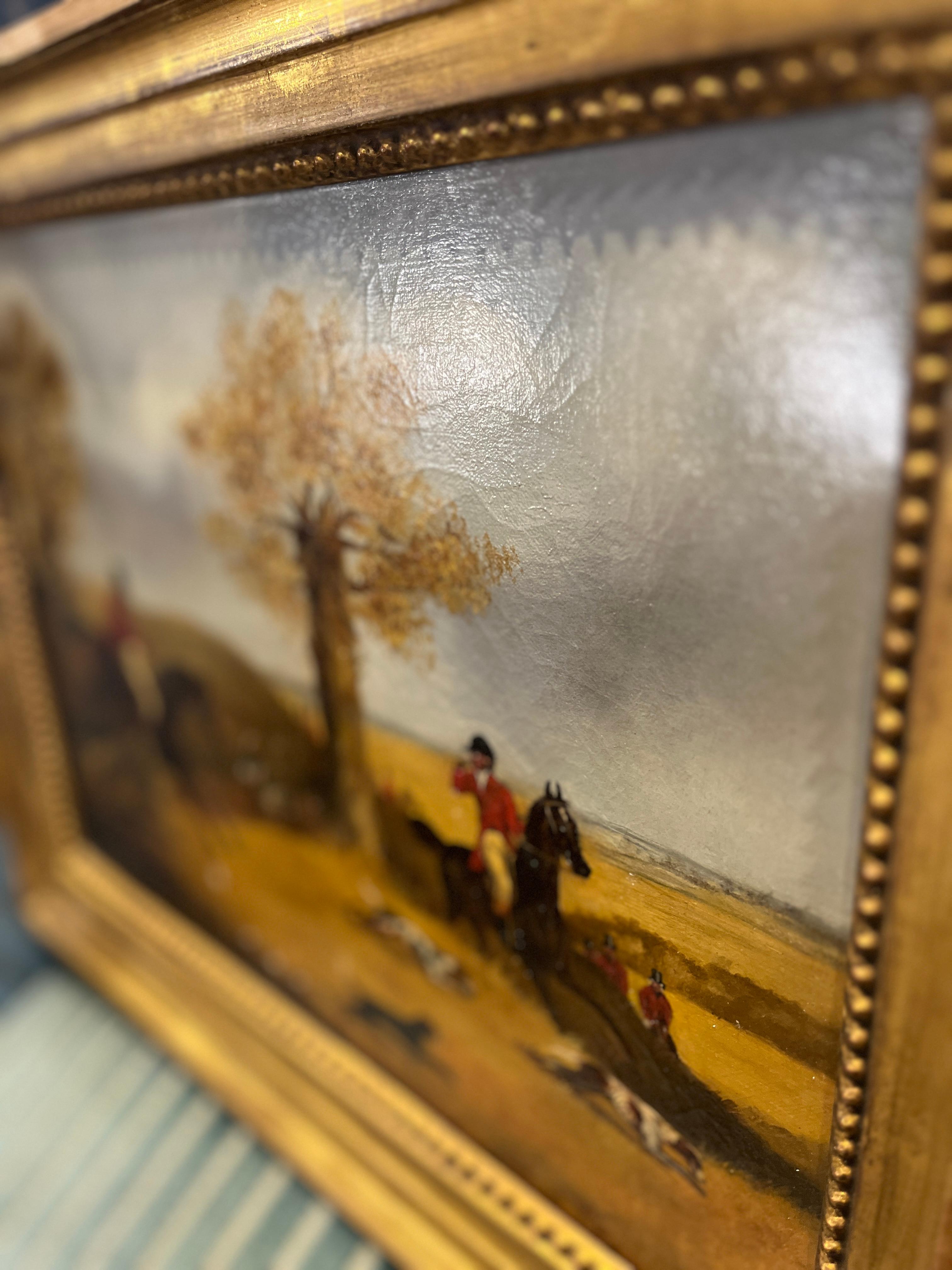 Pintura inglesa del siglo XIX Caza del zorro. Precioso cuadro comprado en Francia. Desgaste adecuado a la edad, consulta las fotos detalladas o envíanos un mensaje con tus preguntas. 