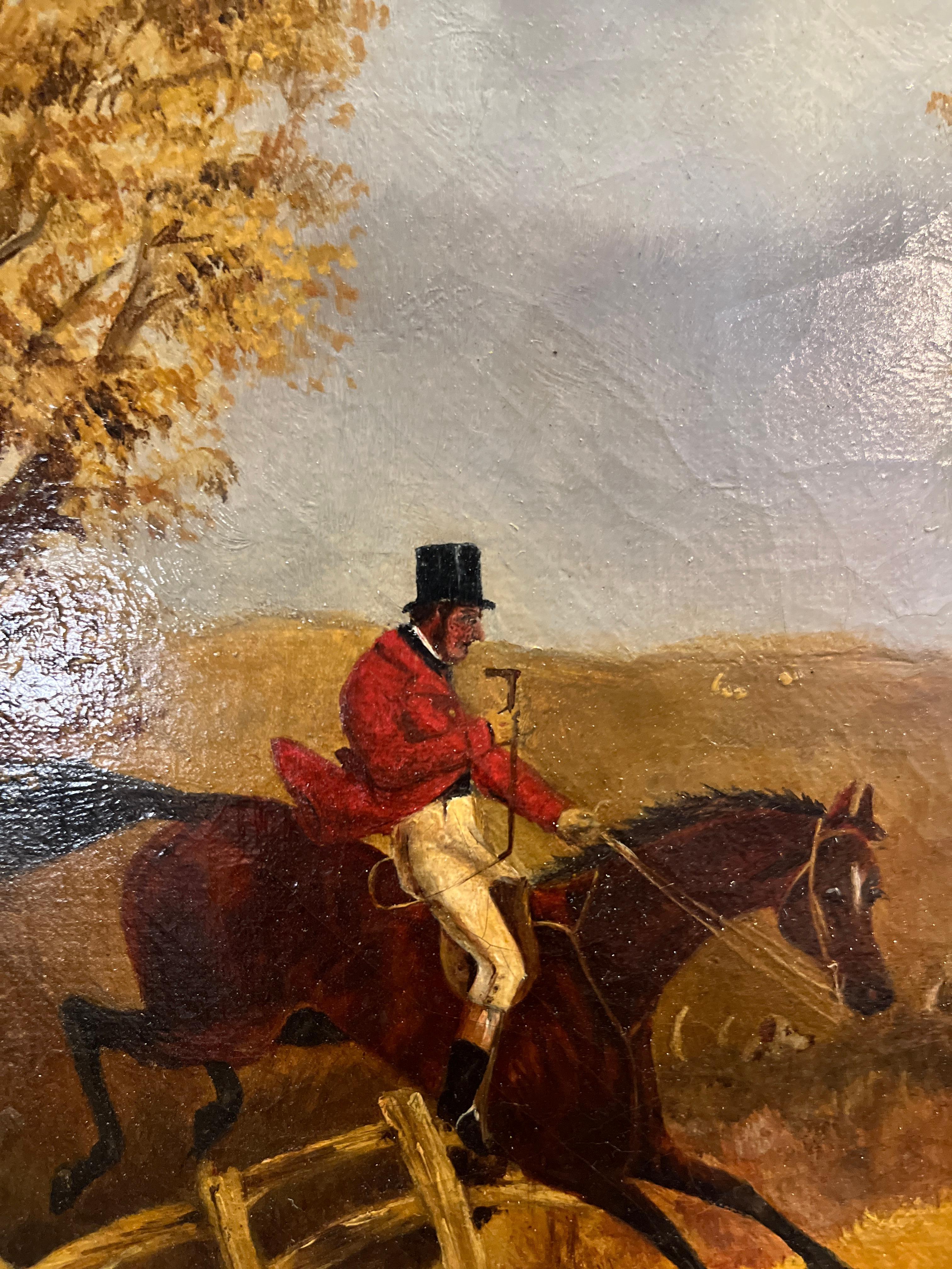 Pintura inglesa del siglo XIX Caza del zorro Georgiano en venta