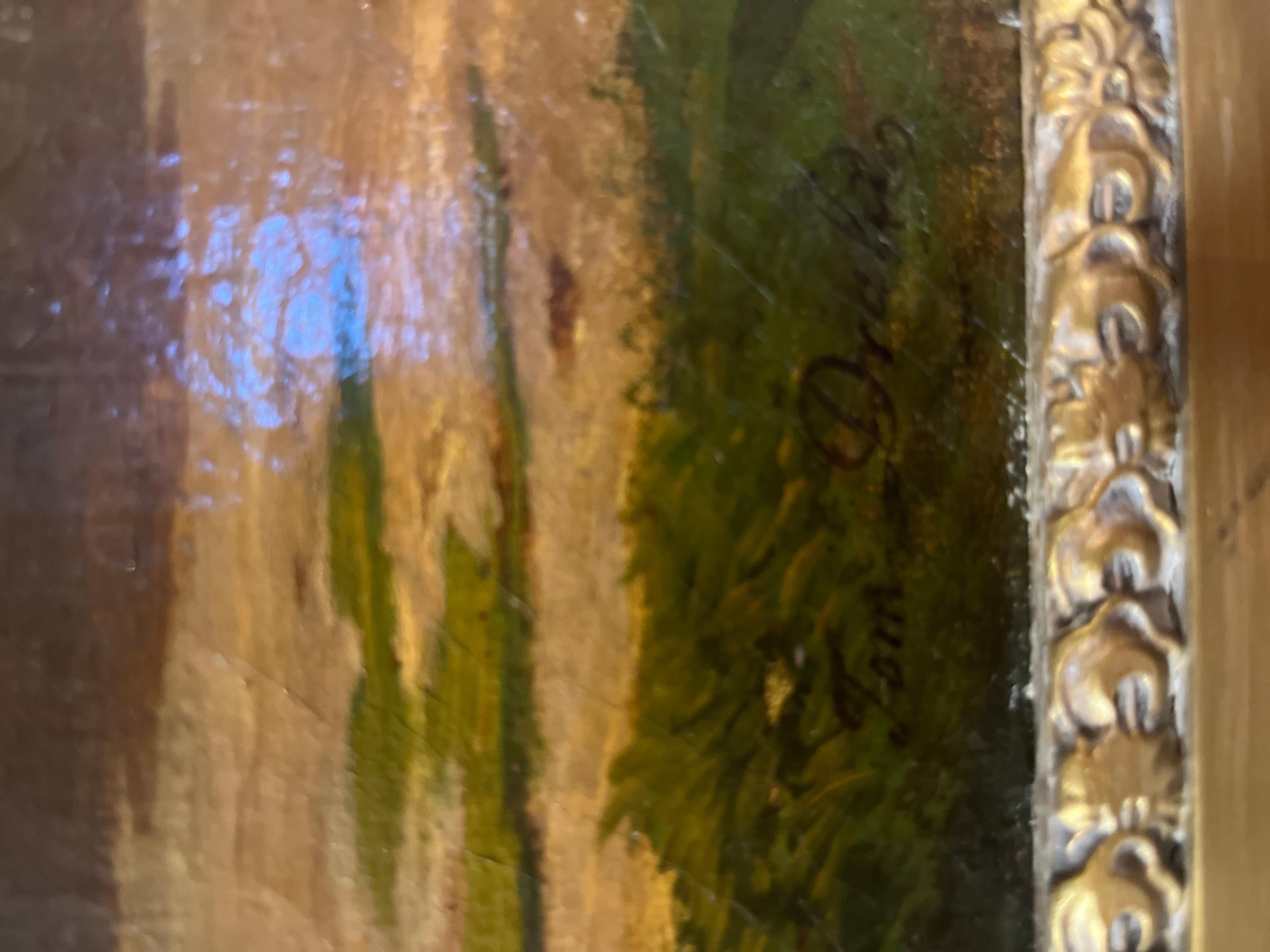 Français Peinture anglaise du 19e siècle Hitch contre paysage par Tom Drake en vente