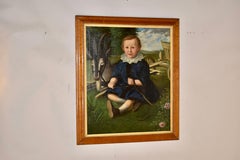 19th Century English Painting of Boy with Goat