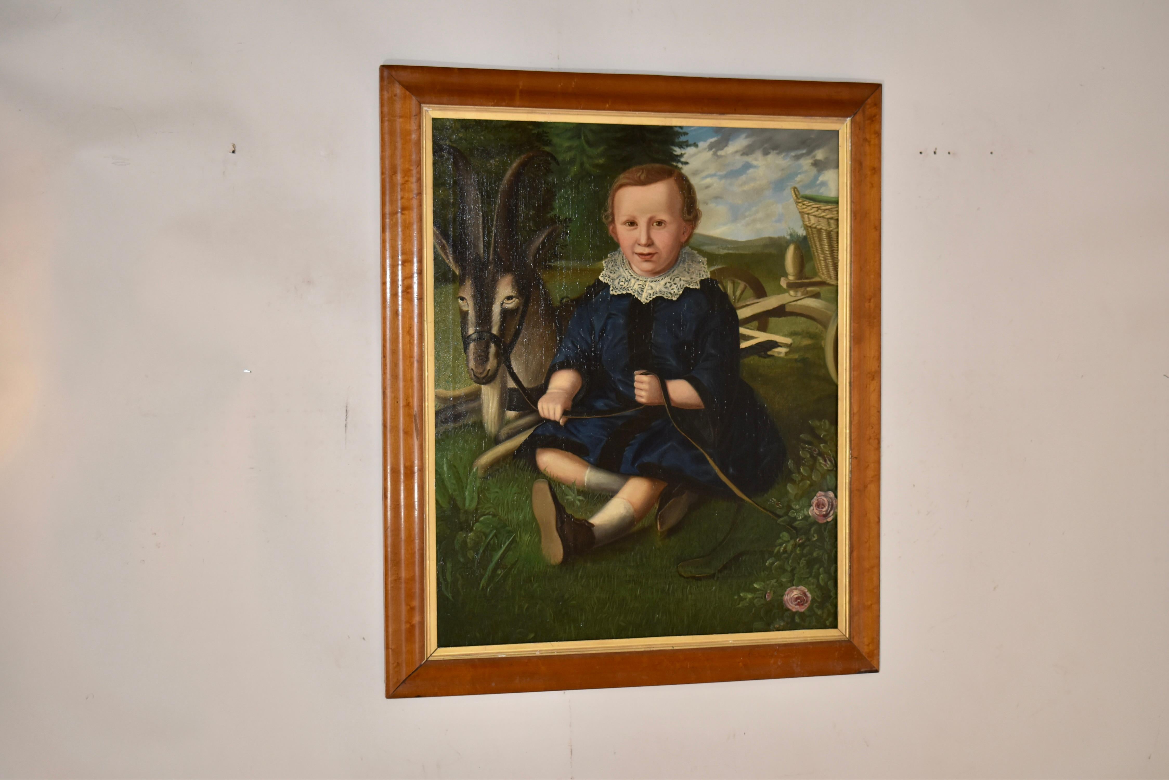 Englisches Gemälde eines Jungen mit Ziege aus dem 19. (Viktorianisch) im Angebot