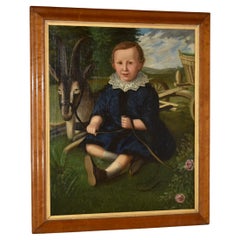 19th Century English Painting of Boy with Goat