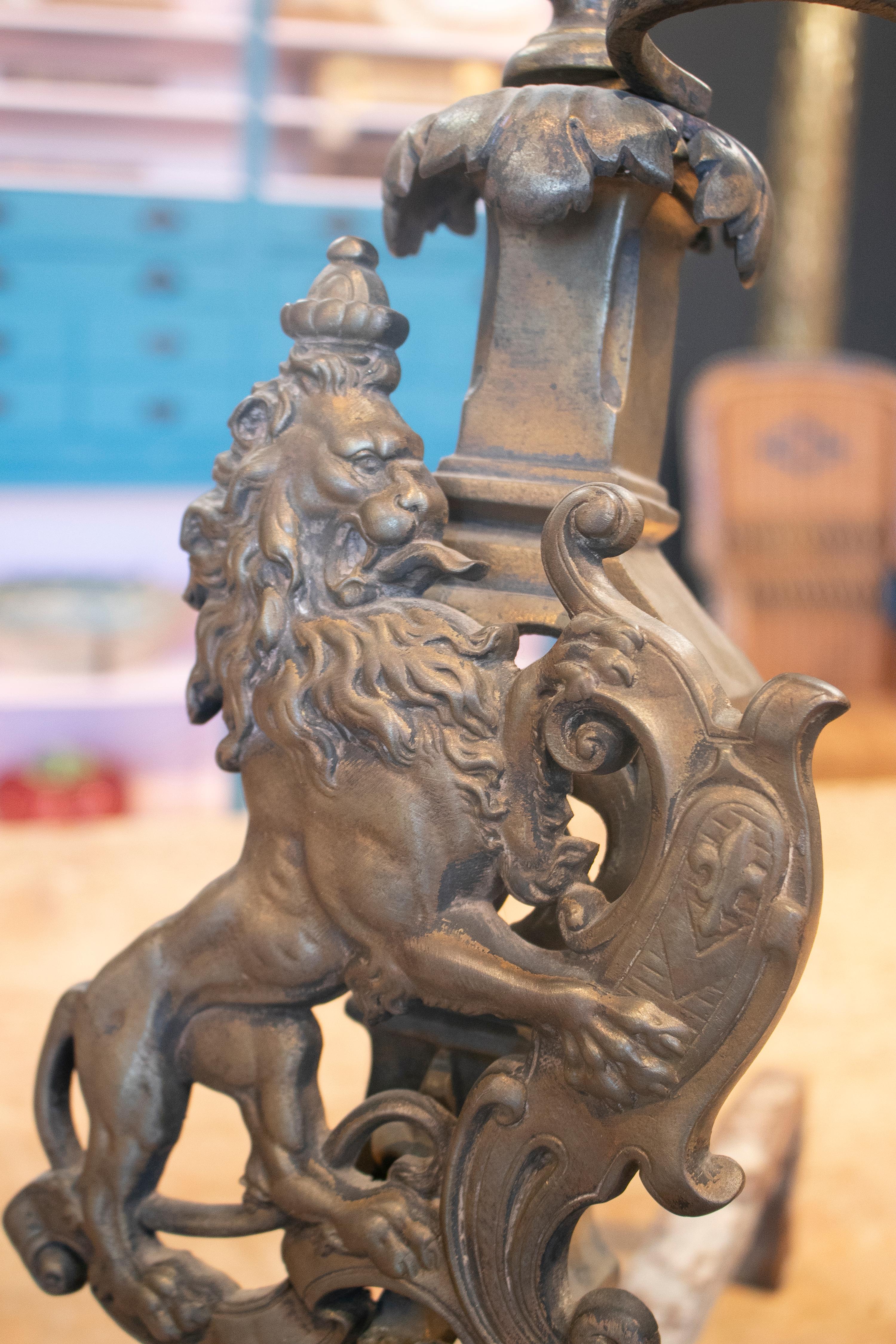 Fer Paire de chenets de cheminée en bronze du 19ème siècle anglais en vente