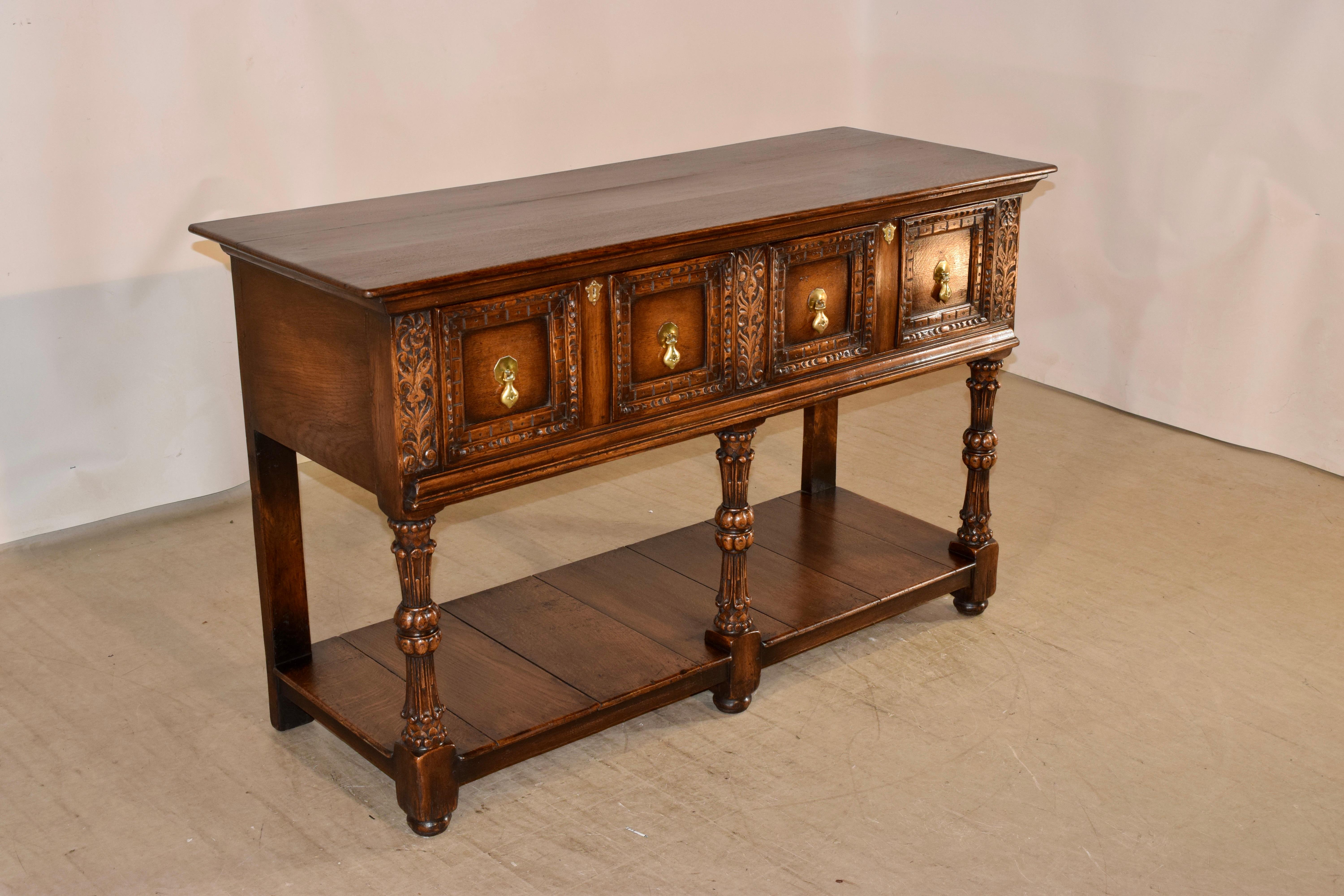 Hand-Carved 19th Century English Paneled Sideboard For Sale