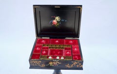 19th Century English Paper Mache Sewing Table