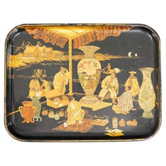 19th Century English Papier Mache Chinoiserie Tray