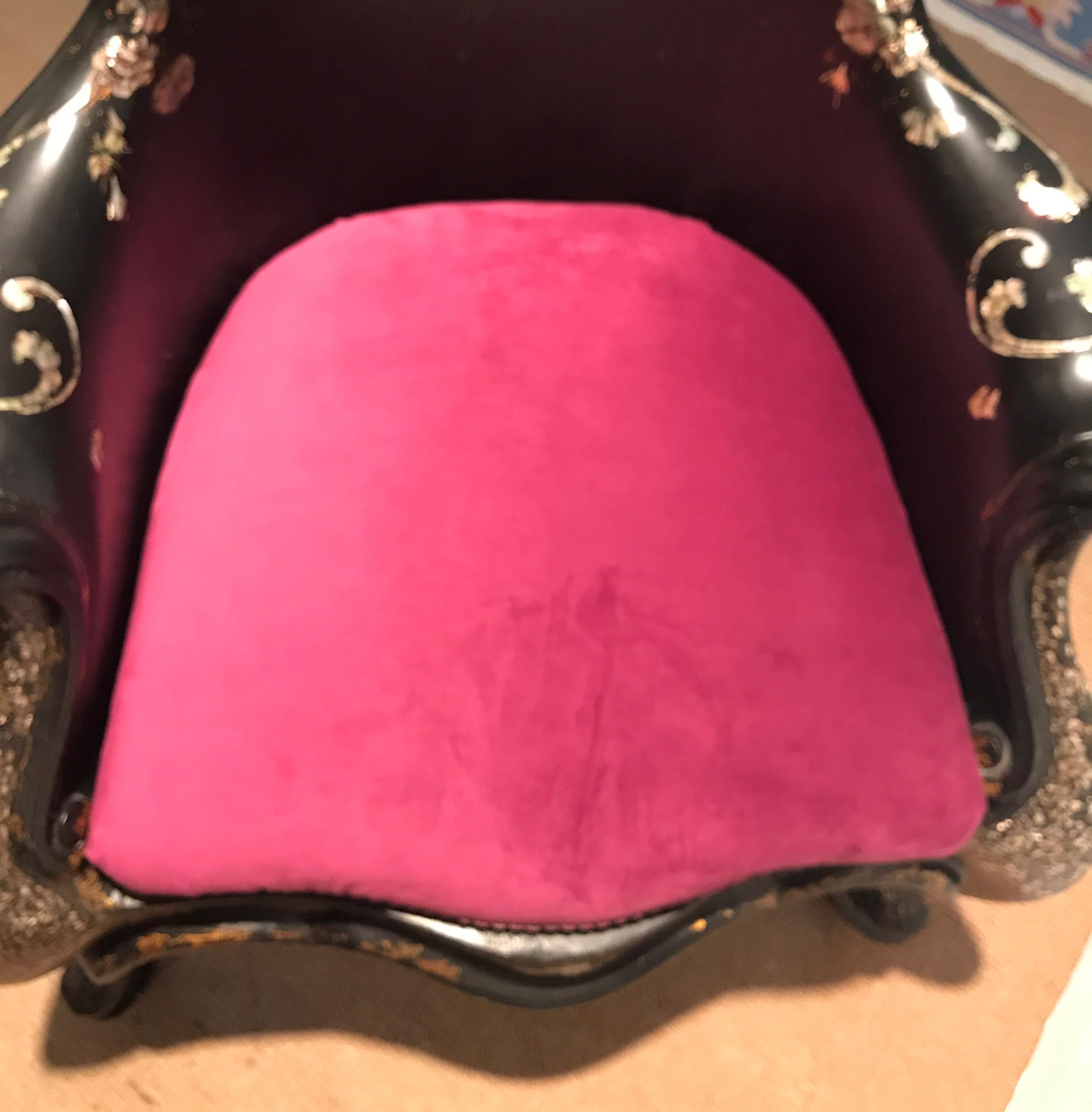 Chaise en papier mâché incrusté de nacre du 19ème siècle anglais en vente 6