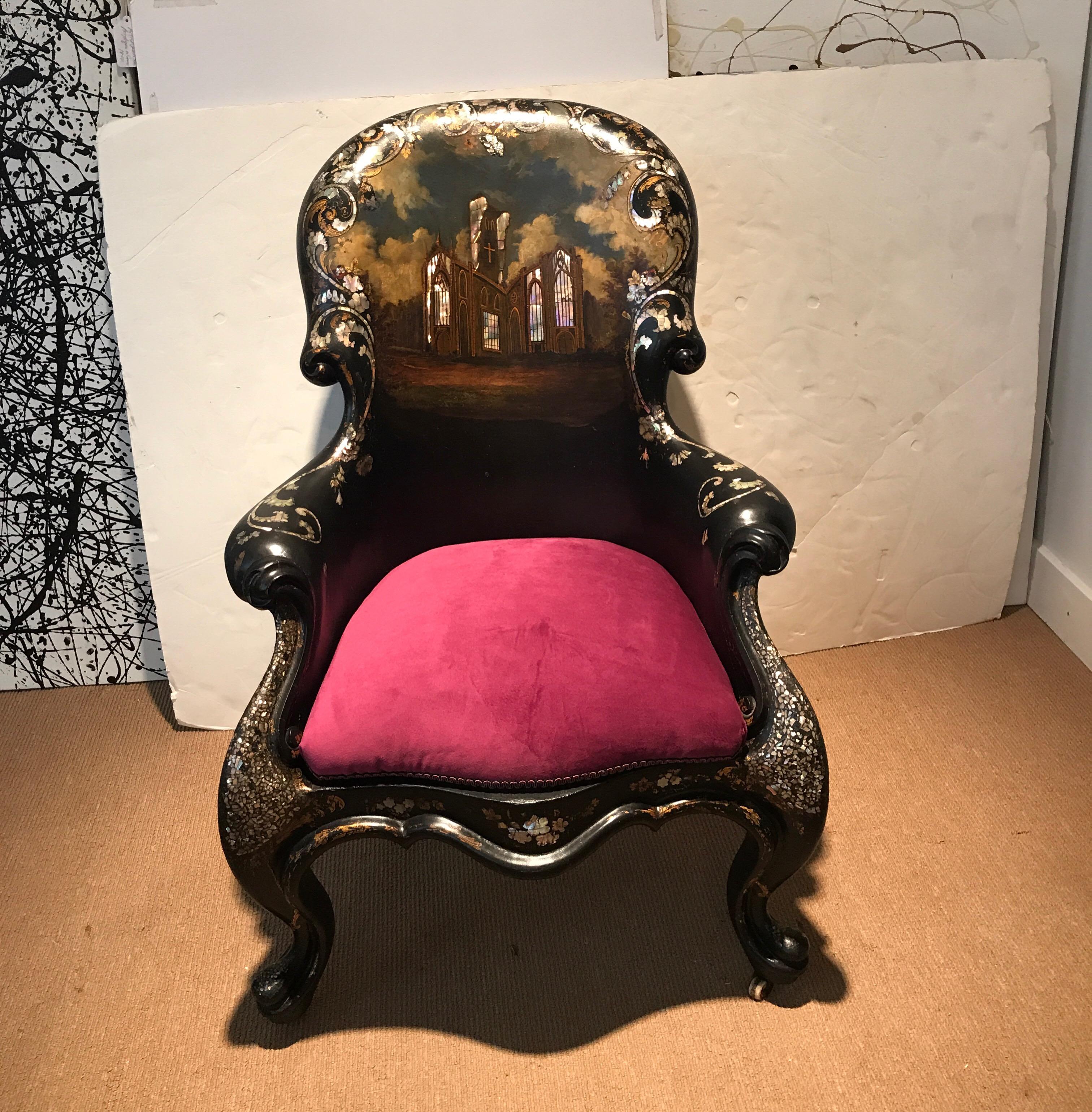 antique chair with mother of pearl inlay
